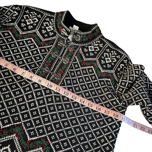 Vintage 90s Talbots Fair Isle Nordic Sweater Black White Small - Picture 11 of 12